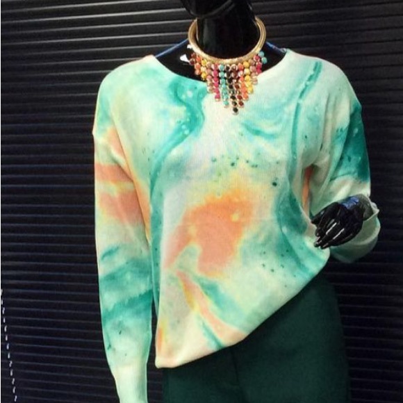 Sweaters - Pastel green marble sweatshirt